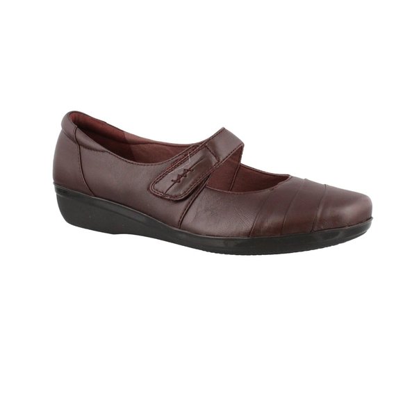 6 WIDE Clarks leather Like new Everlay Kennon Size 6W burgundy wine Maryjane - Picture 3 of 15